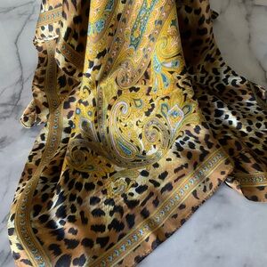 Leopard and Paisley Silk Scarf